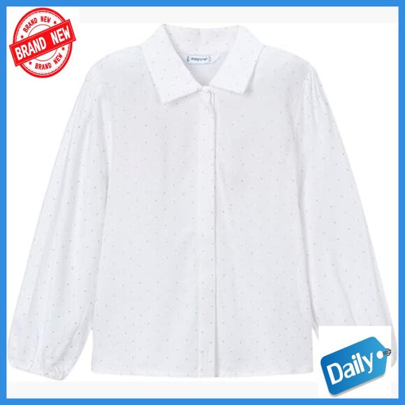 Girls Viscose Blouse Relaxed Fit Cap Sleeve V-Neck Top